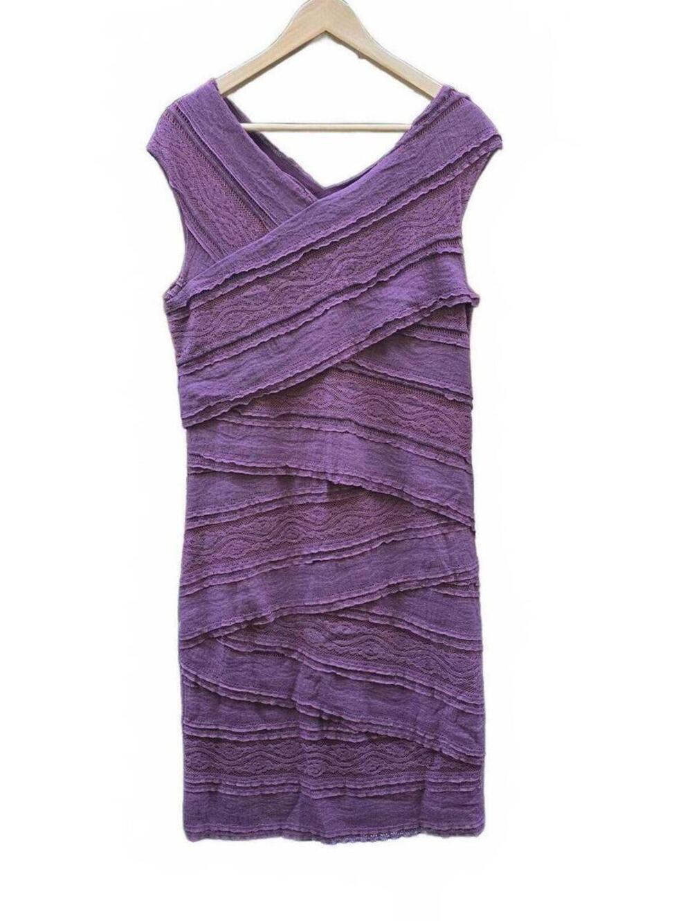 Hem & Thread Lacey Amethyst Cocktail Dress V-Neck Sleeveless Sheath Knee L Lg
